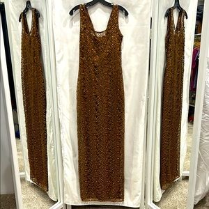 Kay Unger sz6 copper bronze sequin evening gown
